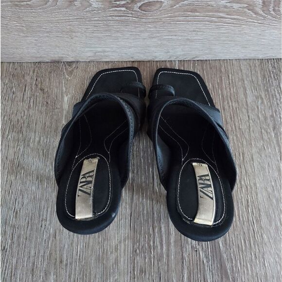 ZARA NEOPRENE HIGH-HEEL SANDALS SLIP ON BLACK SIZE 6 - Picture 5 of 11